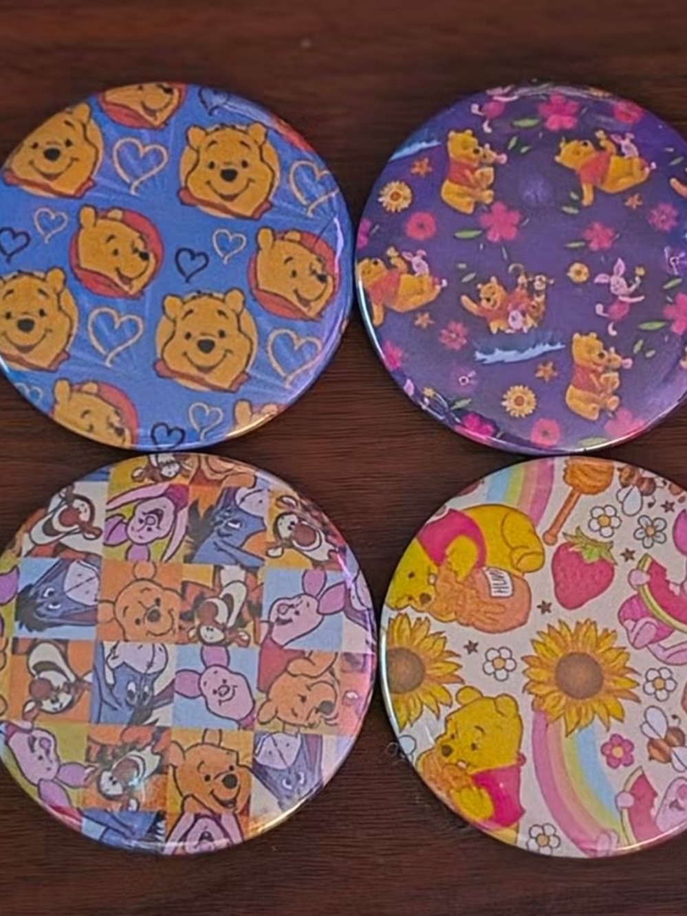 Disney Winnie the Pooh Trading Card Buttons - Blue, Purple, Yellow, Multicolor